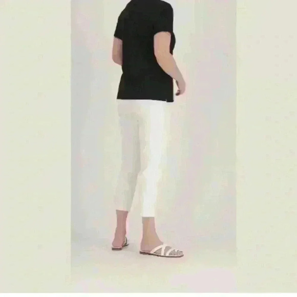 Isaac Mizrahi Live! Tall 24/7 Stretch Crop Pants with Pockets 14 TALL White - Picture 13 of 16